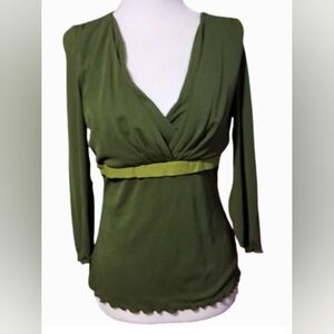 NWOT International Concepts Elegant Olive Green V-Neck Women's Top, Large